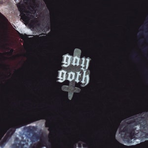 Gay Goth Pin - Enamel Lapel Pin - Queer Spooky Gothic Punk Metal Alternative Trans Bisexual Pansexual Non-binary LGBTQ+ Pride