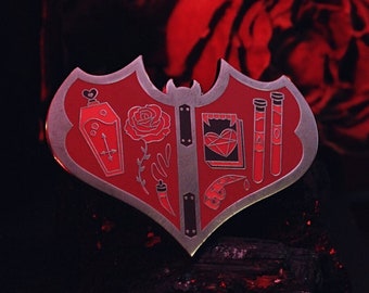 Vampire Lovers Kit - Enamel Pin - Lapel Pin -  Vampire Hunting Halloween Valentine Valloween Dracula Carmilla Gothic Horror Romance Blood