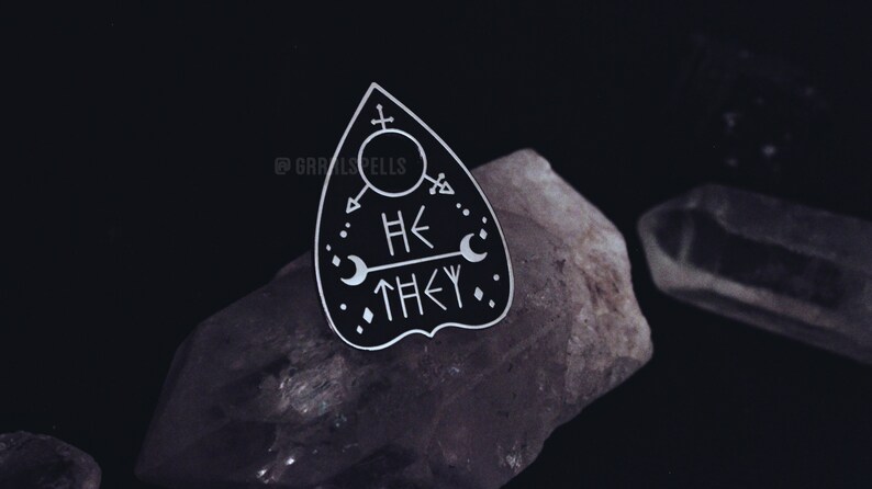Original Pronoun Planchette Pin  They/them She/her He/him He/they