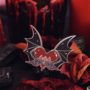 Vampire Bat Kiss Enamel Pin Lapel Pin Bat Blood Lovers Valentine Valloween Dracula Carmilla Gothic Horror Queer image 4