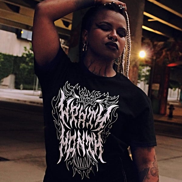 Wrath Month Shirt - White Edition - Screenprinted T-shirt Queer Gay Trans LGBTQ+ Pride Affirmation Gothic Alternative Black Metal Font