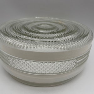 Clear and White Mid Century 1950&#39;s Large Glass Flush Mount Ceiling Globe