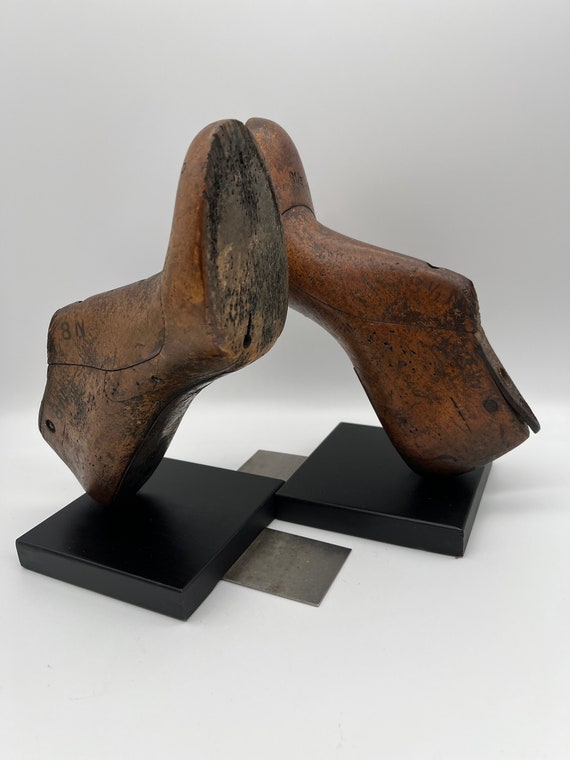 Antique Wooden Shoe Tree Bookends Gem