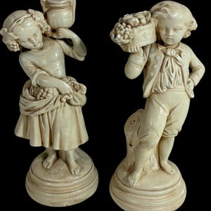 Alexander Backer Vintage Chalkware Boy and Girl