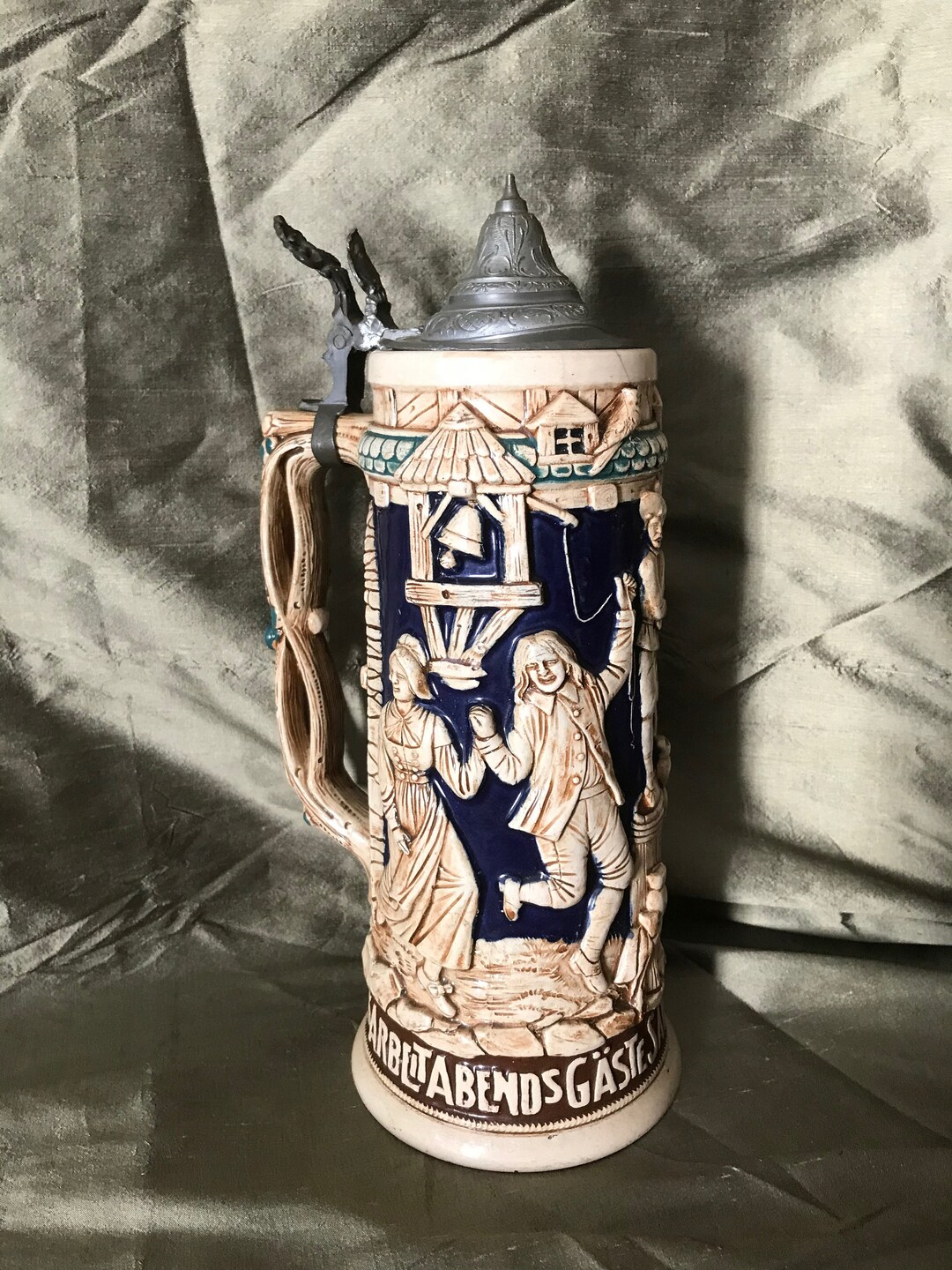 Vintage Pottery Relief J.W. Remy Stein 1.0L 11247 Peasant Dance Etsy