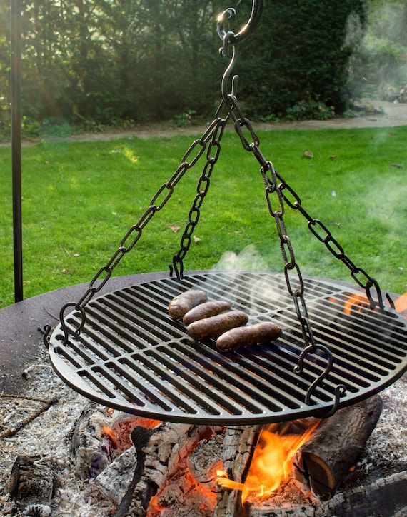 Blacksmith Made Fire Pit Grill Handmade Outdoor Cooking Bbq Etsy