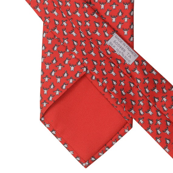 Hermes Men's Silk Tie Whimsical Penguins Pattern … - image 3