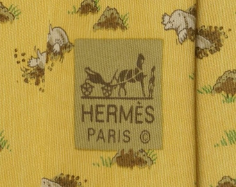 Hermes Men's Silk Tie Whimsical Moles Pattern 7794 | Necktie Cravate
