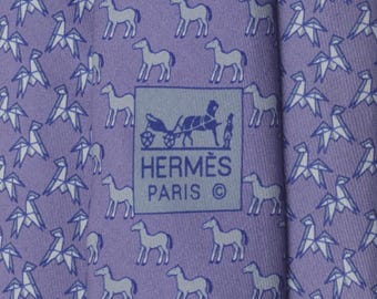 Hermes Men's Silk Tie Whimsical Origami Horse Pattern 625747 | Necktie Cravate