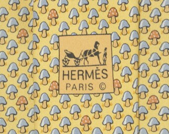 Cravate HERMÈS authentique pour homme, en soie, motif champignons classiques, référence 7923