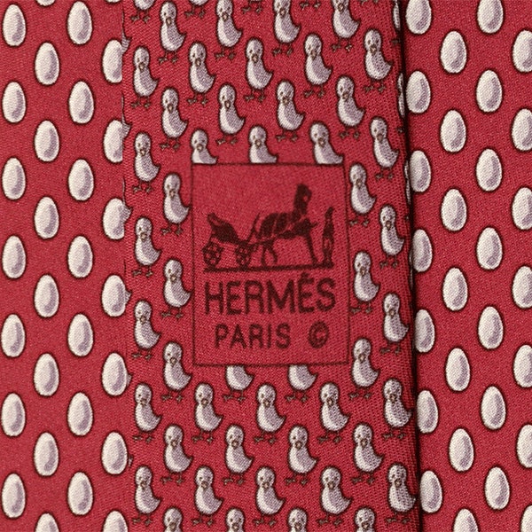 Hermes Men's Silk Tie Twillby Chicken Egg Pattern 5544 | Necktie Cravate