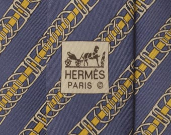 Hermes Men's Silk Tie Equestrian Geometric Pattern 5402 | Necktie Cravate