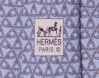 Corbata de seda para hombre Hermes con estampado geométrico ecuestre 605742 / Corbata