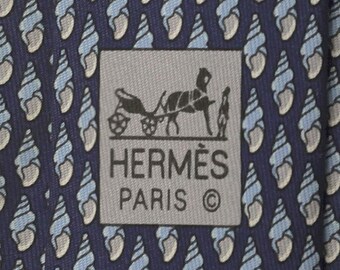 Hermes Men's Silk Tie Sea Shells Pattern 605745 | Necktie Cravate