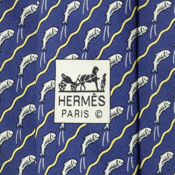 Hermes Men's Silk Tie Whimsical Flying Fish Patter