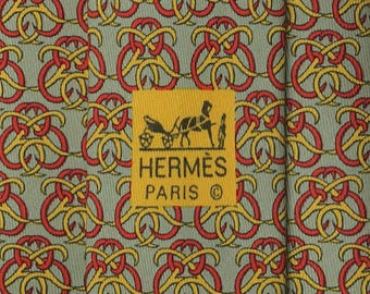 Hermes Men's Silk Tie Geometric Pattern 7572 | Necktie Cravate