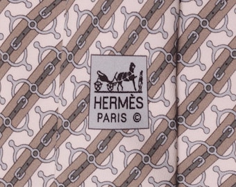 Corbata de seda para hombre Hermes con estampado geométrico ecuestre 5644 / Corbata