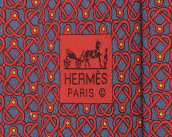 Cravate en soie Hermes pour hommes motif géométrique équestre 5594 | Cravate cravate