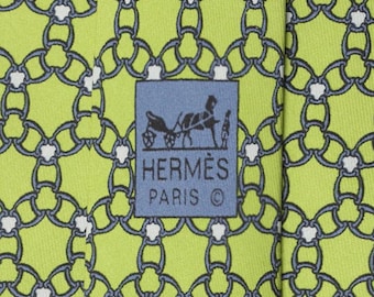 Hermes Men's Silk Tie Equestrian Geometric Pattern 5339 | Necktie Cravate