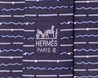 Corbata de seda para hombre Hermes con estampado geométrico 5112 / Corbata