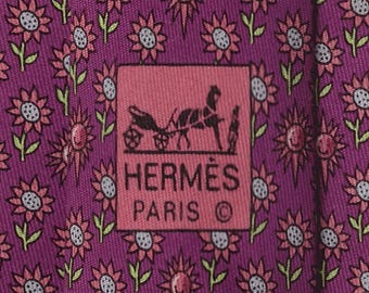 Hermes Men's Silk Tie Whimsical Sunflowers Pattern 5074 | Necktie Cravate
