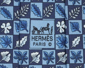 Hermes Men's Silk Tie Autumn Leaves Pattern 7724 | Necktie Cravate