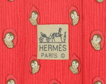 Hermes Men's Silk Tie Whimsical Owls Pattern 7738 | Necktie Cravate