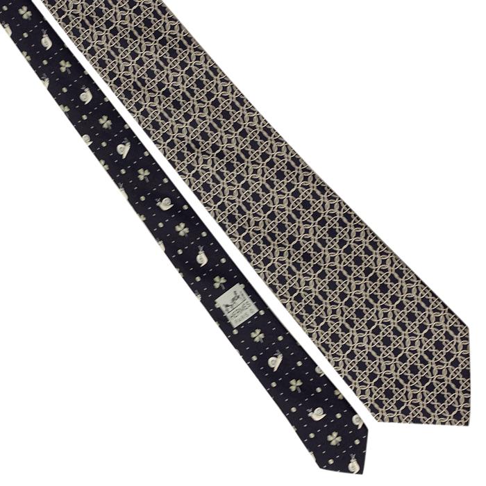 エルメス メンズ シルクネクタイ カタツムリとクローバー柄 5094