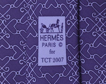 Corbata de seda para hombre Hermes con estampado geométrico 5368 / Edición limitada para TCT 2007