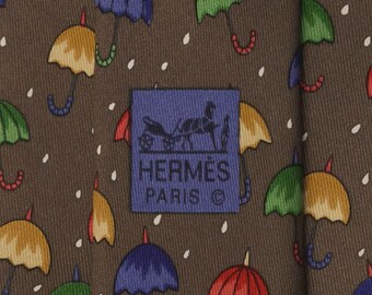 Hermes Men's Silk Tie Umbrellas Pattern 7431 | Necktie Cravate
