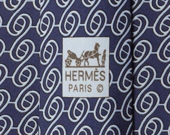 Hermes Corbata de seda para hombre Patrón geométrico Chaine d'Ancre 5288 / Corbata Cravate