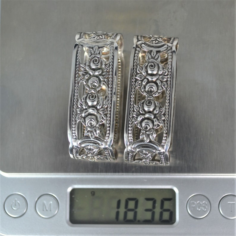 1950/'s Set of TWO Vintage 835 Silver German Hildesheim Rose Oval Napkin Rings