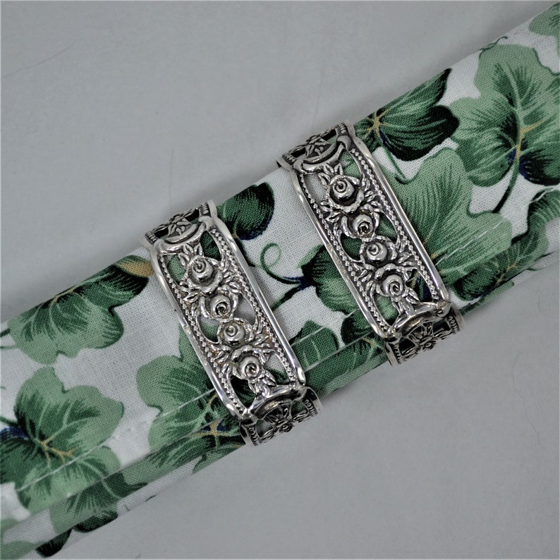 1950/'s Set of TWO Vintage 835 Silver German Hildesheim Rose Oval Napkin Rings