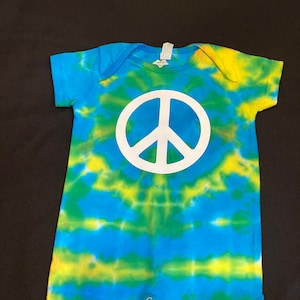 9-12 month Peace Sign Tie Dye Romper