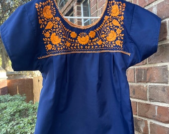 Astros/UTSA/AUBURN/HBU Mexican Top Blue with Orange Embroidery. Back in Stock!!! Sizes S-2XLG.  Perfect Gameday Attire