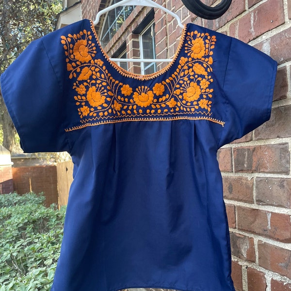 Astros/UTSA/AUBURN/HBU Mexican Top Blue with Orange Embroidery. Back in Stock!!! Sizes S-2XLG.  Perfect Gameday Attire