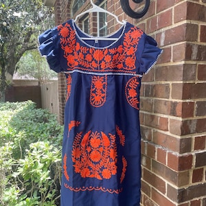 Ladies dress Houston Astros Ladies Mexican Dress Blue and Orange Dress with white accent game day dress UTSA Mexican dress game day attire