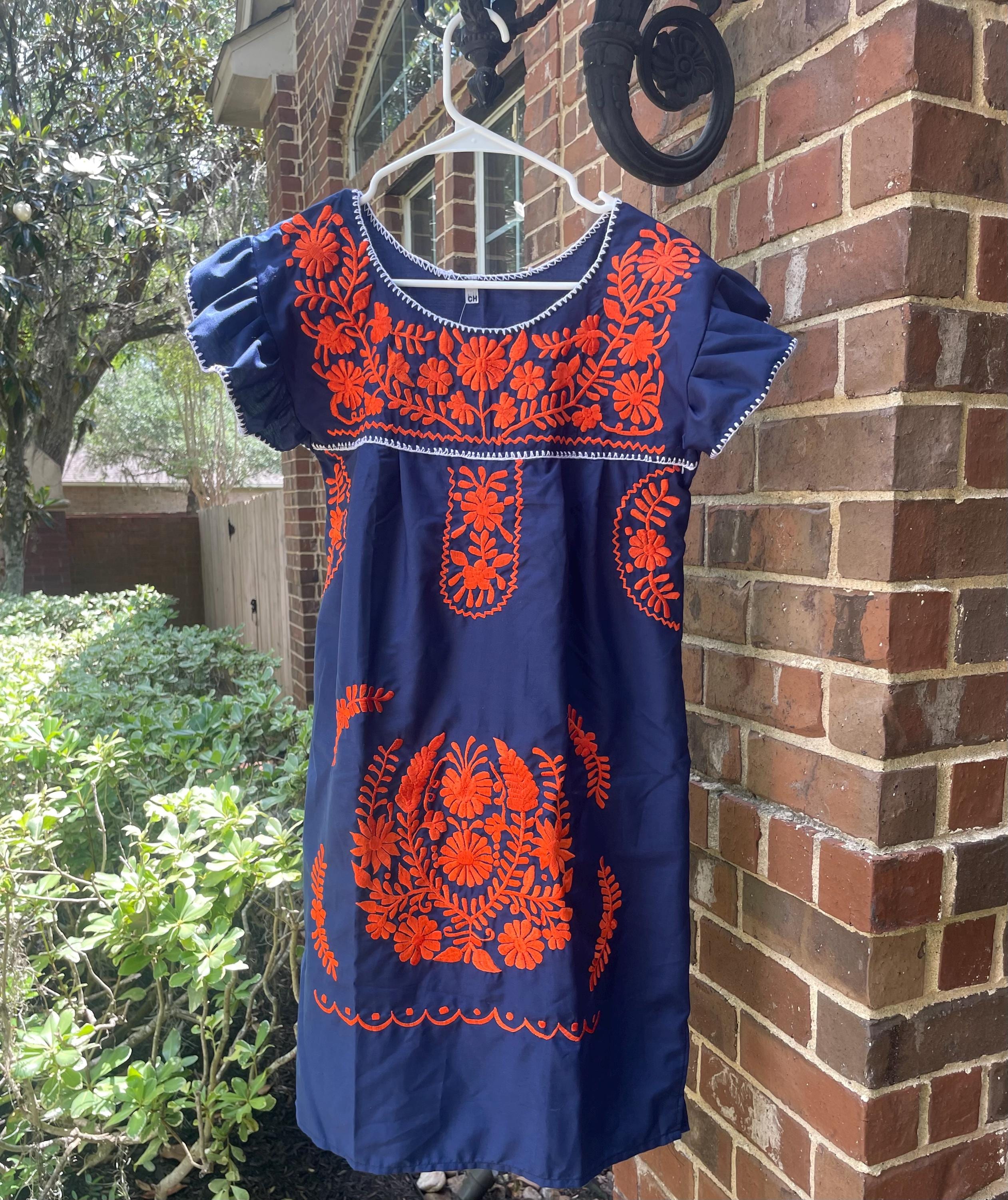 strapless open back dress Navy And Orange Printed Maxi Dress With Slits main image 0