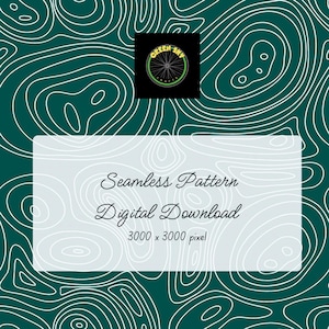 Teal Topo seamless pattern digital download