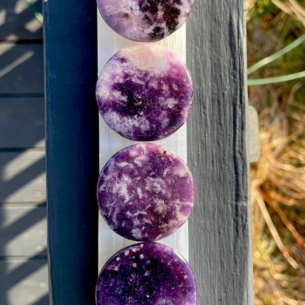 Lepidolite Pocket Stone • Polished • Approximately 1.5 inches in diameter • Stone of Transition