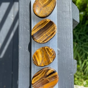Tiger Eye Worry Stones w/ Thumb Indent • 1.5 Avg • Protection stone •