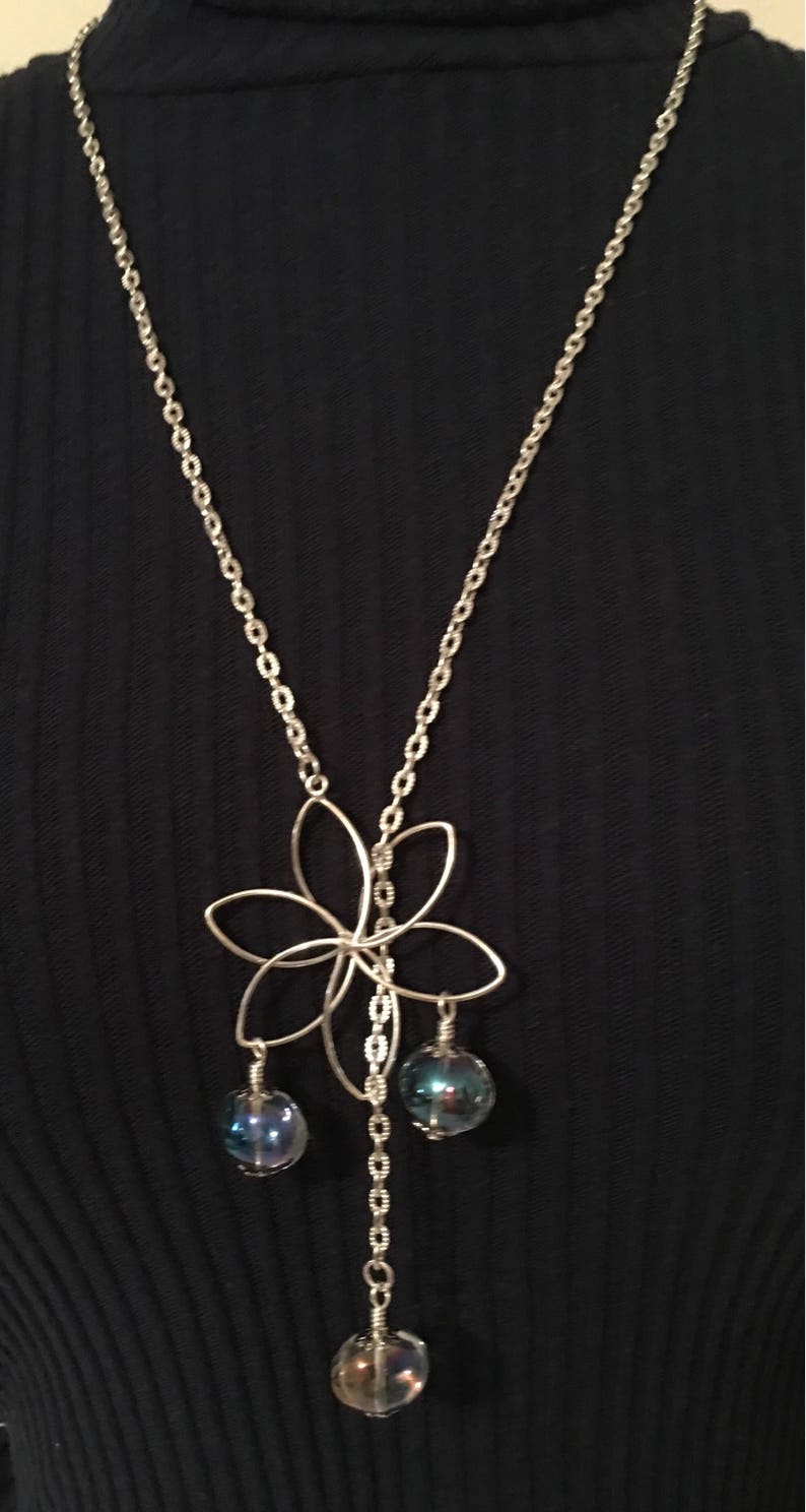 Flower Lariat adjustable necklace Etsy