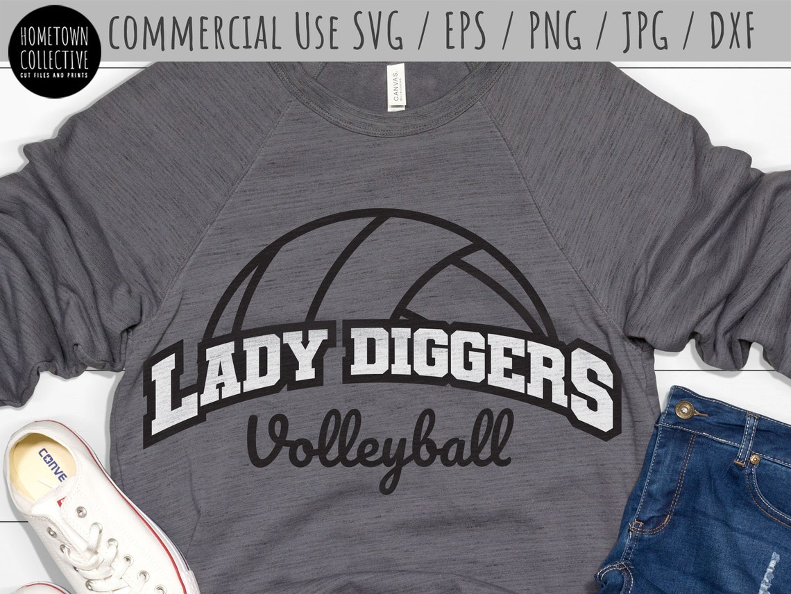 Lady Diggers Volleyball Svg Youth Sports Svg Volleyball Cut Etsy