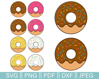 Doughnuts SVG Cut Files, Donut Pack SVG Cutting Files, Donuts with sprinkles Clip Art, Doughnut Dxf, Pink Doughnut Printable, Donut Vector