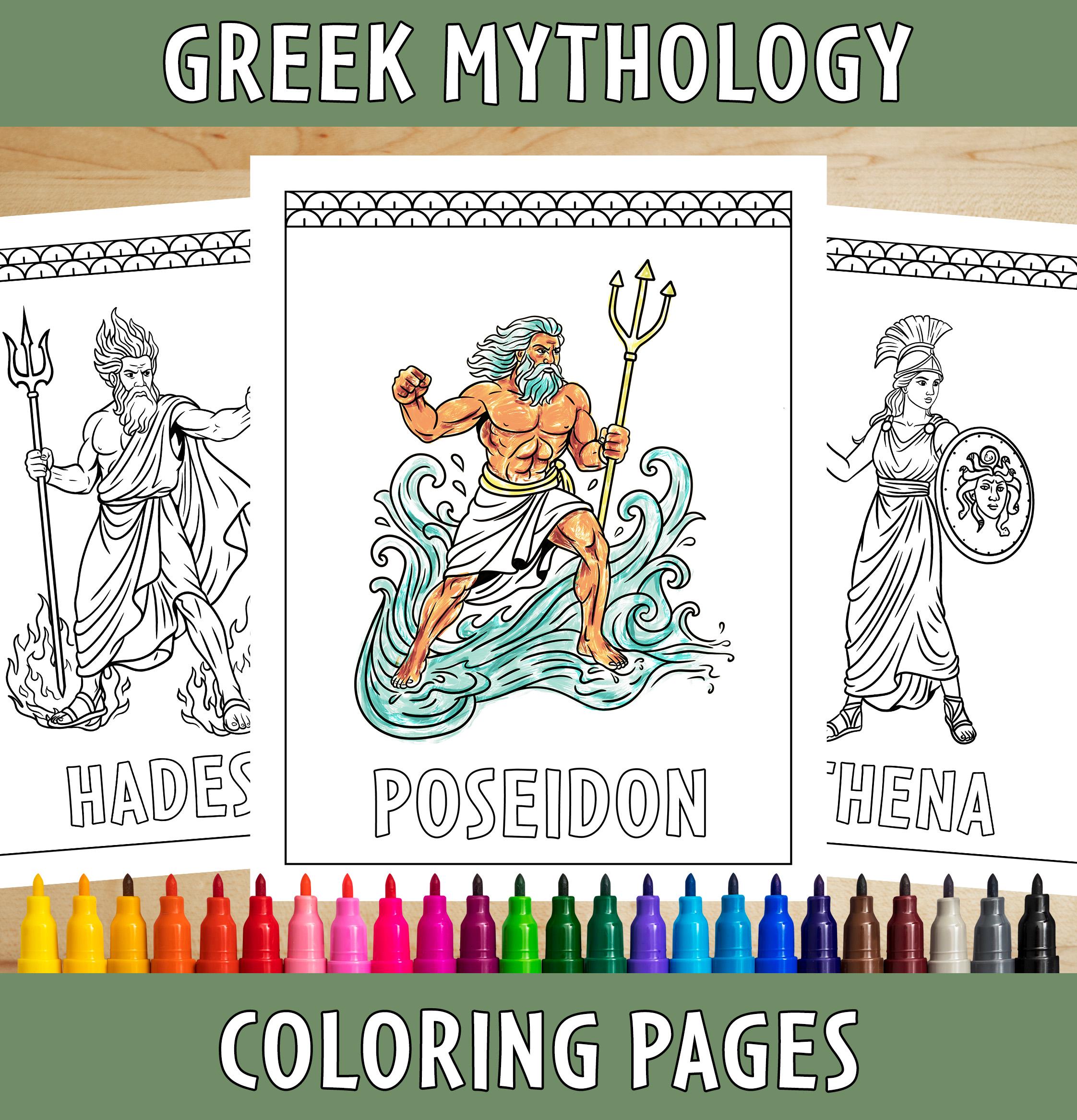 Greek Mythology History Coloring Pages | Classical Education & Homeschool Curriculum Digital Printable Files
