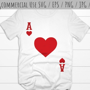 Ace of Hearts Svg, Halloween Kostüm Svg, Spielkarten Svg, Ace SVG, Dxf, Eps Kommerzielle Nutzung