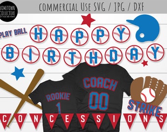 Birthday Svg, Baseball Birthday Theme Svg Bundle, Bats Svg, Ball and Glove Svg, Sports, Cake Topper SVG, Birthday Shirt Svg, Banner