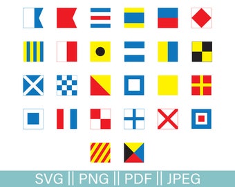 Sailing Svg and dxf, Nautical Alphabet Cut File, Nautical SVG, Sailing Alphabet and Nautical Flags Clip Art, PNG, JPEG, Pdf