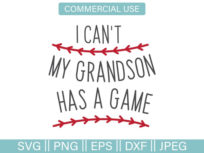 Download Baseball Svg Grandma SVG I Can't My Grandson Has A Game | Etsy