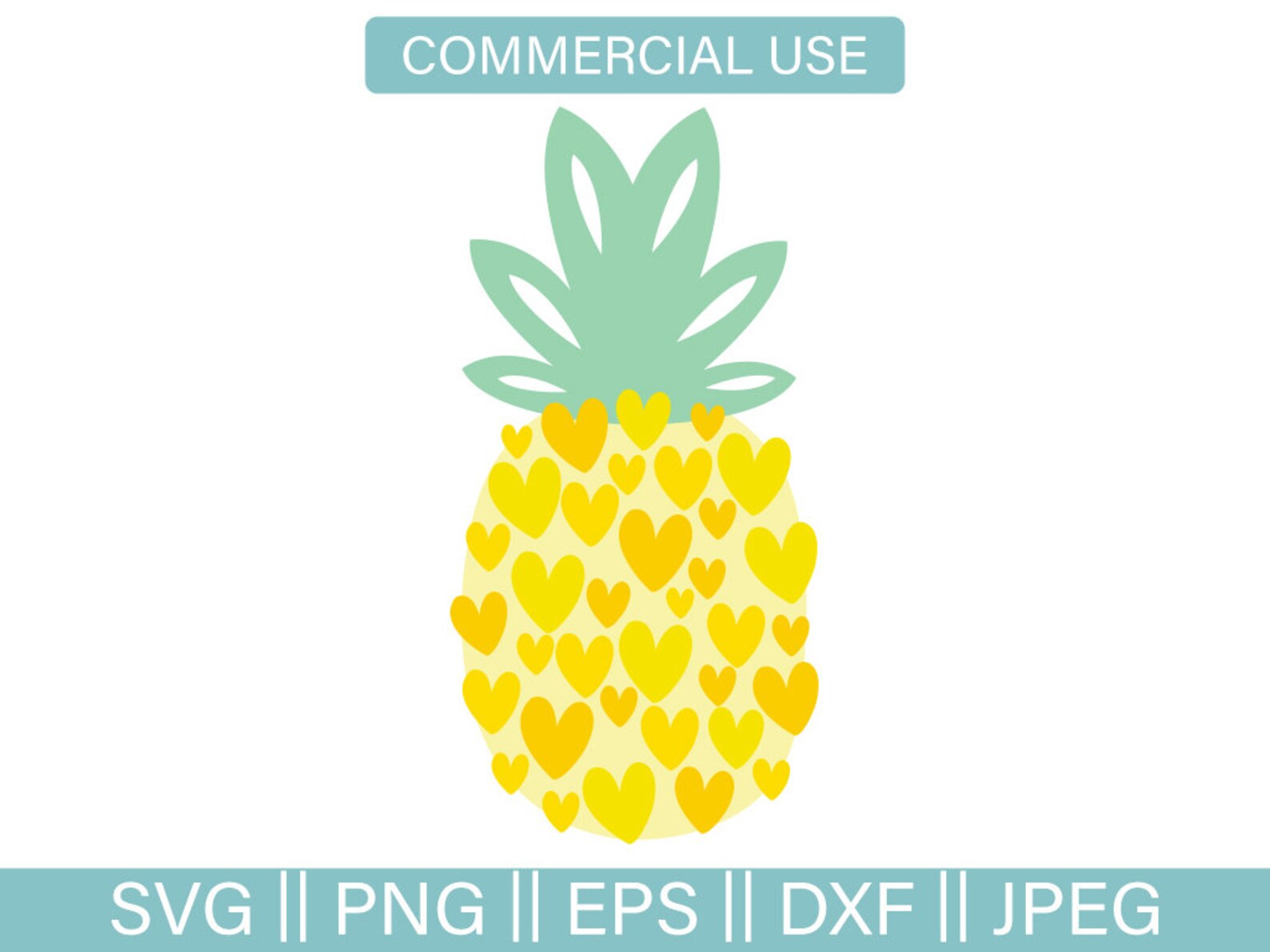 Pineapple Svg Pineapple Love Svg Hearts Svg Summer Svg Etsy
